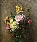 Henri Fantin-Latour Hollyhocks without Vase painting